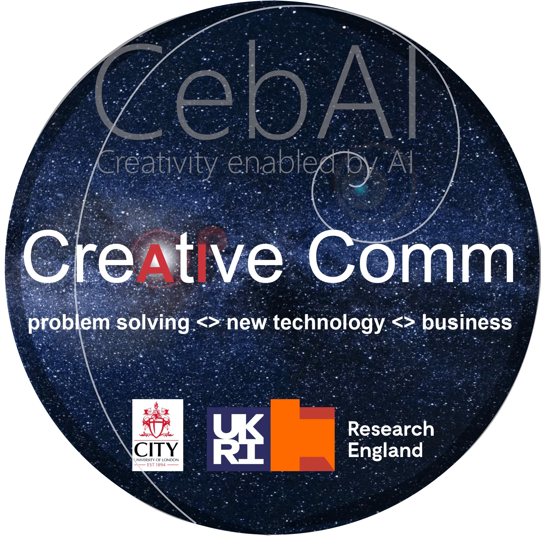 Promotional graphic for Creative Comm 21 by CebAI with the subtitle Creativity enabled by AI.