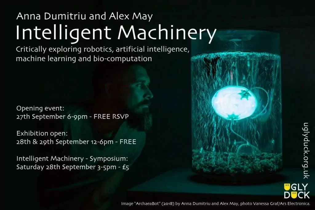 Promotional image for Intelligent Machinery at Ugly Duck in London.